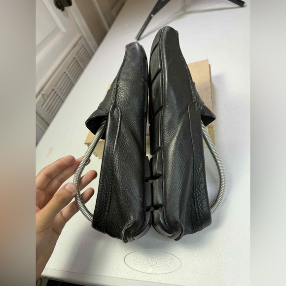 Prada Saffiano Leather Driver Loafers Black Mens Sz UK 8.5 / US 9.5 triangular - Picture 7 of 16